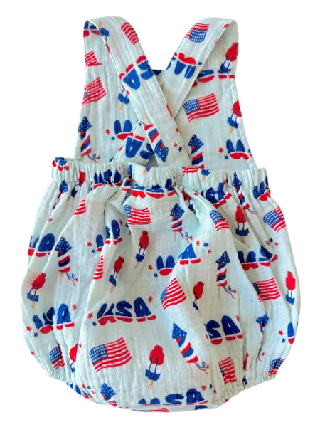 4th of July Sunsuit Romper | Blue - PREORDER