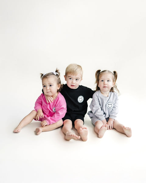 Smiley Top & Biker Shorts Set | Black - PREORDER