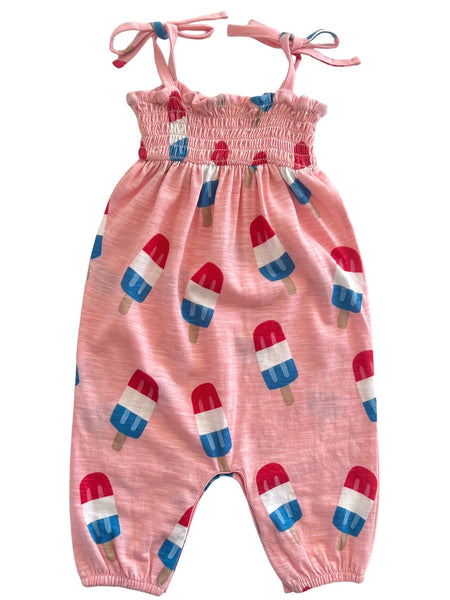 Smocked Ruffle Pants Romper | Bomb Pops - PREORDER
