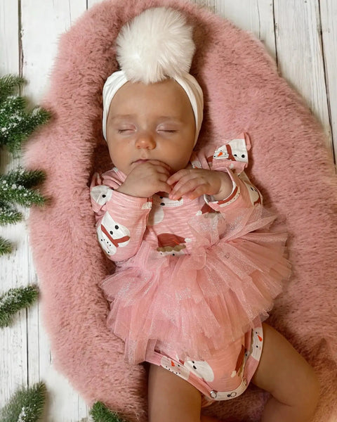 Tutu Long Sleeve Bodysuit | Pink Snowman - PREORDER