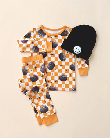 Bamboo Top & Pants Set | Checkered Pumpkin - PREORDER