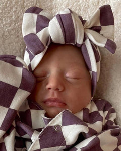 Big Knot Bow | Purple Checkerboard - PREORDER