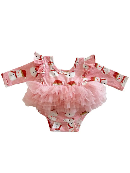 Tutu Long Sleeve Bodysuit | Pink Snowman - PREORDER