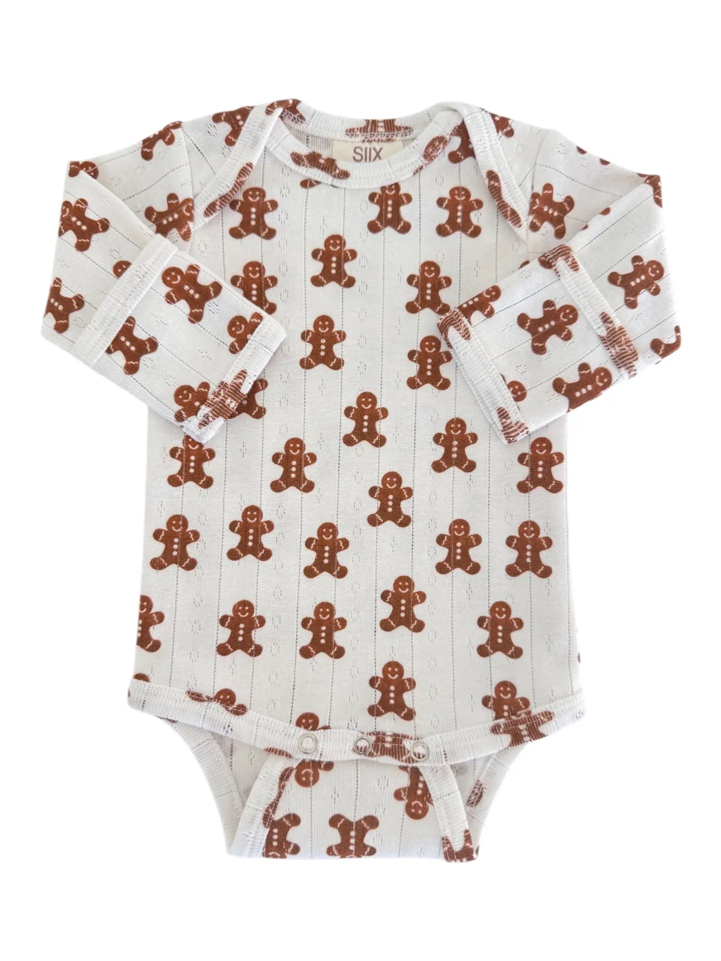 Organic Pointelle Long Sleeve Bodysuit | White Gingerbread - PREORDER