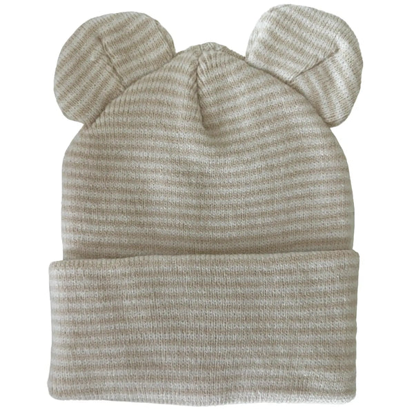 Baby's First Hat | Sand/White Stripe Bear - PREORDER