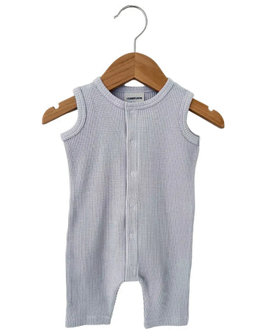 Waffle Tank Easy Romper | Silver - PREORDER