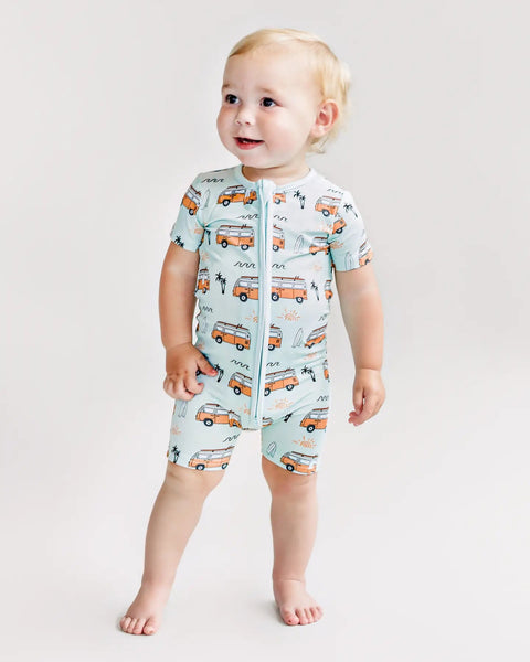 Bamboo Shorty Romper | Retro Beach - PREORDER