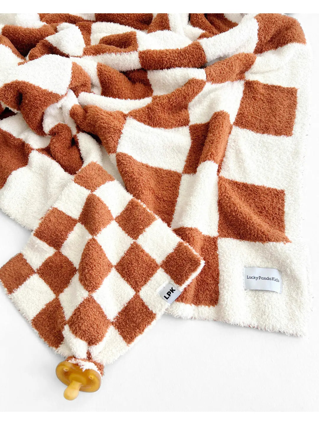 Checkered Plush Baby Blanket | Copper - PREORDER