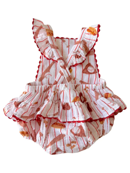 Ric-Rac Ruffle Sunsuit | Baseball Game - PREORDER