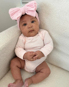 Ribbed Long Sleeve Bodysuit | Pink Stripes - PREORDER