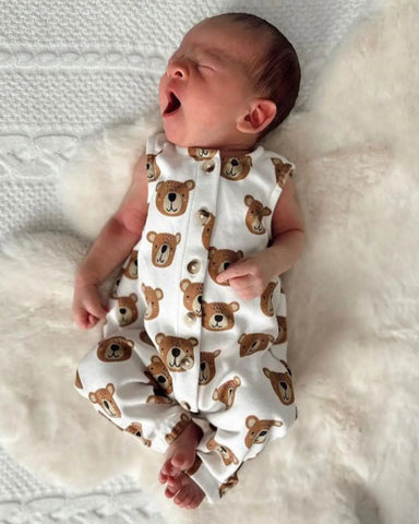 Tank Button Pants Romper | Baby Bear - PREORDER
