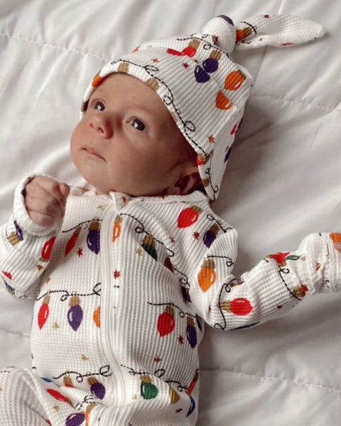 Waffle Knot Beanie | Christmas Lights - PREORDER