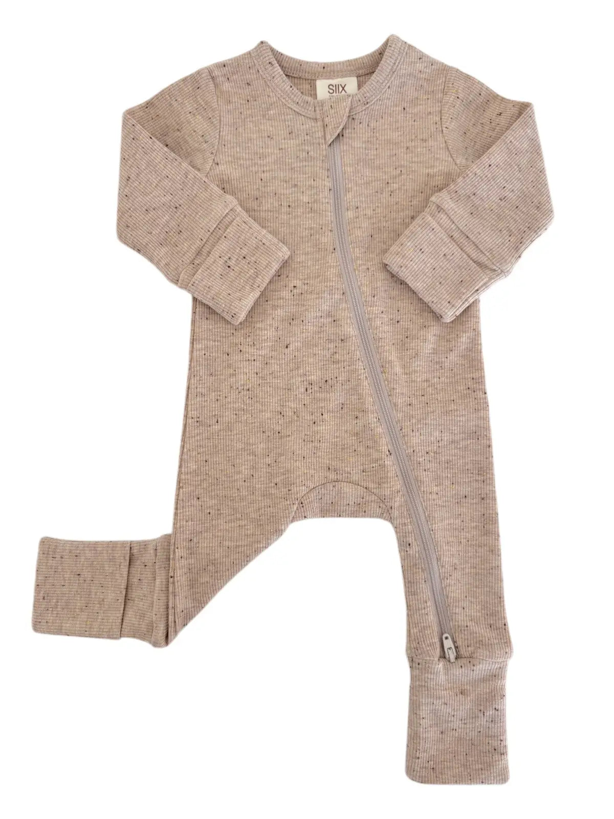 Speckle Zip Romper | Tan - PREORDER