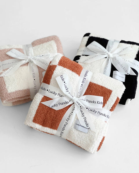 Checkered Plush Baby Blanket | Copper - PREORDER