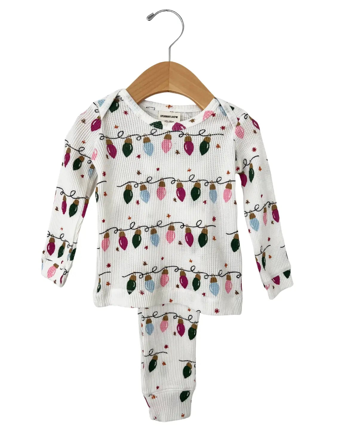 Waffle Top & Pants Set | Girly Christmas Lights - PREORDER