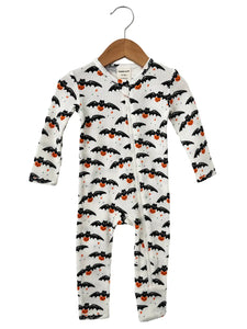 Waffle Zip Romper | White Trick or Treating Bat - PREORDER
