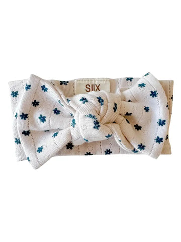 Organic Pointelle Bow | Blue Flower - PREORDER