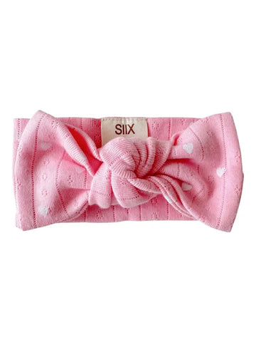 Organic Pointelle Bow | Pink w/ White Heart - PREORDER