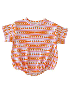 Bubble Romper | Pink Pumpkin Stripe - PREORDER