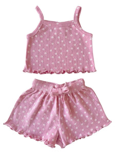 Organic Pointelle Summer Set | Pink Flower - PREORDER