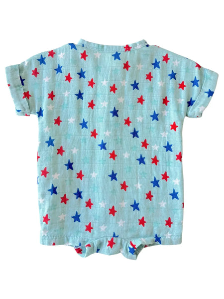 USA Stars Henley Shortall Romper | Blue - PREORDER