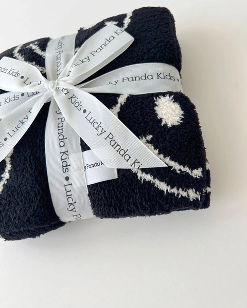 Smiley Plush Baby Blanket | Black - PREORDER