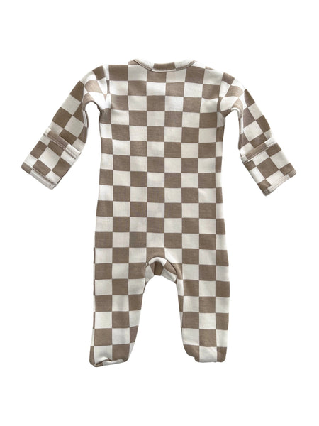 Zip Footie Romper | Tiramisu Checkerboard - PREORDER