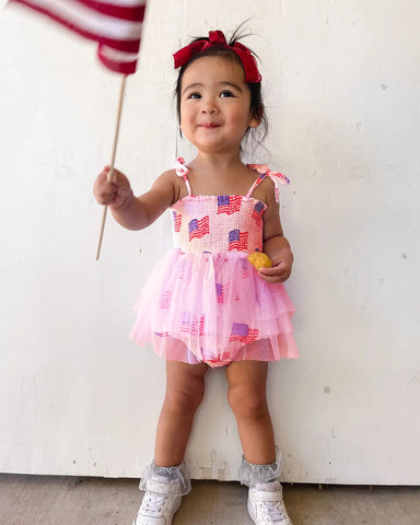 Tutu Romper | American Flag Pink - PREORDER