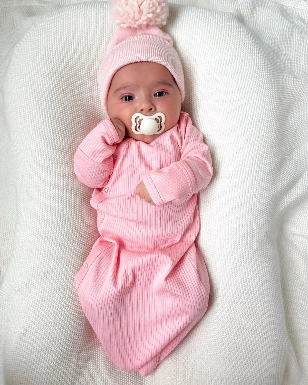 Organic Ribbed Gown | Pink - PREORDER