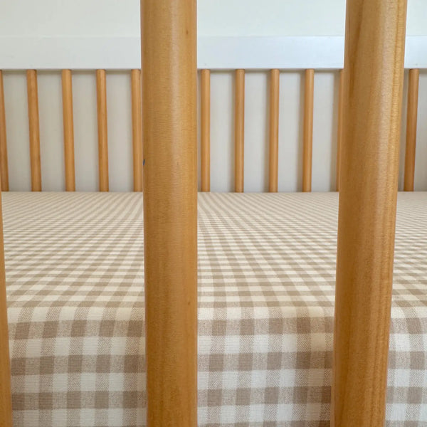 Stretch Crib Sheet | Tan Gingham - PREORDER