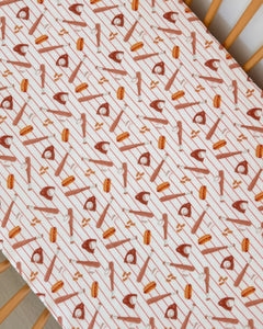 Muslin Crib Sheet | Baseball Game - PREORDER