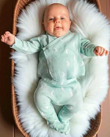 Waffle Kimono & Pant Set | Light Blue Moon - PREORDER