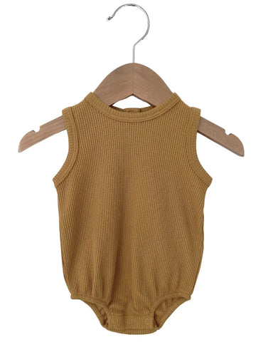 Waffle Tank Bubble Romper | Honey - PREORDER