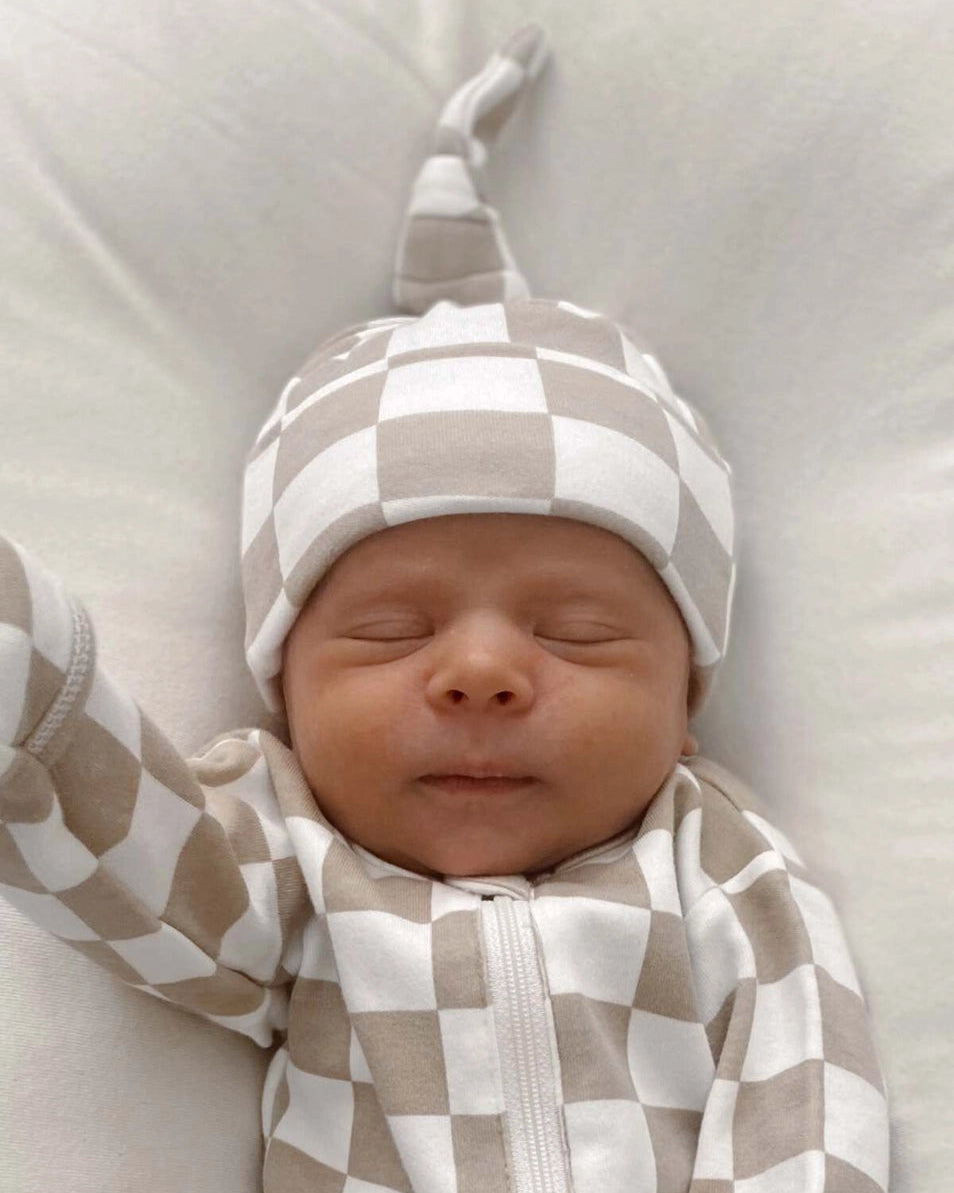 Beanie Hat | Tiramisu Checkerboard - PREORDER