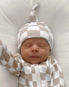 Beanie Hat | Latte Checkerboard - PREORDER