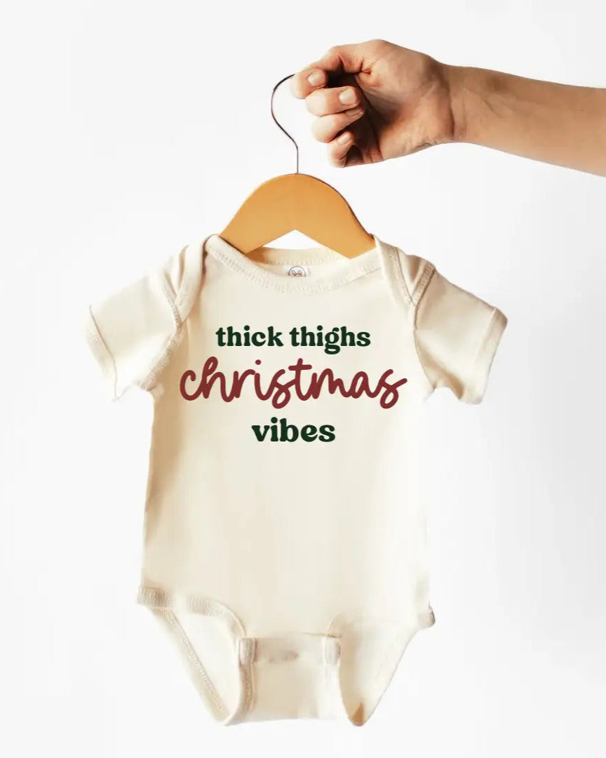 Cotton Bodysuit or Tee | Thick Thighs Christmas Vibes - PREORDER