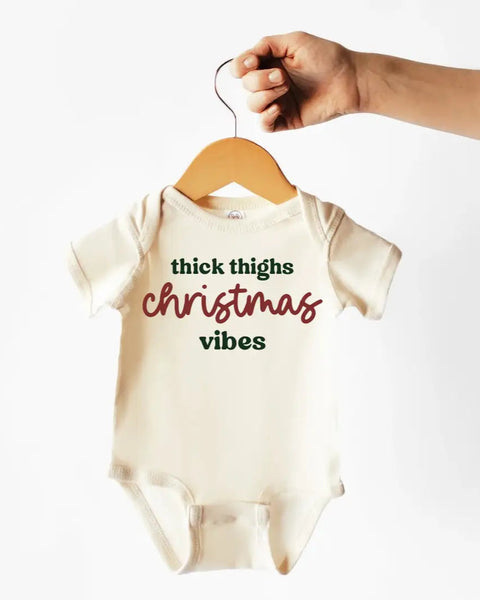 Cotton Bodysuit or Tee | Thick Thighs Christmas Vibes - PREORDER