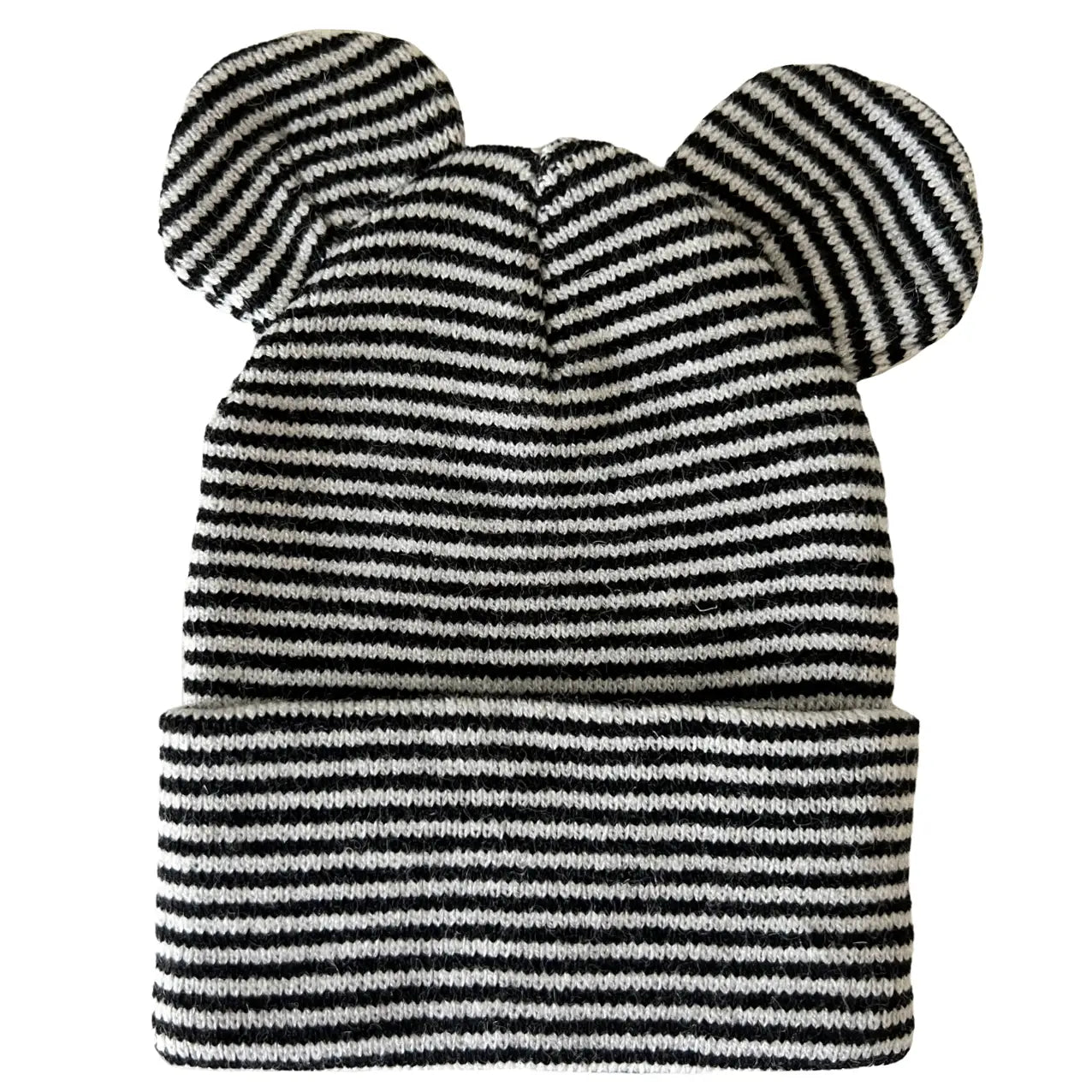 Baby's First Hat | Black/White Stripe Bear - PREORDER