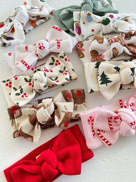 Waffle Knot Bow | Pink Candy Cane - PREORDER