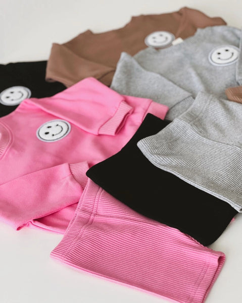 Smiley Top & Biker Shorts Set | Pink - PREORDER