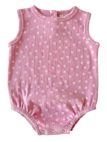 Organic Pointelle Dune Bubble | Pink Flower - PREORDER