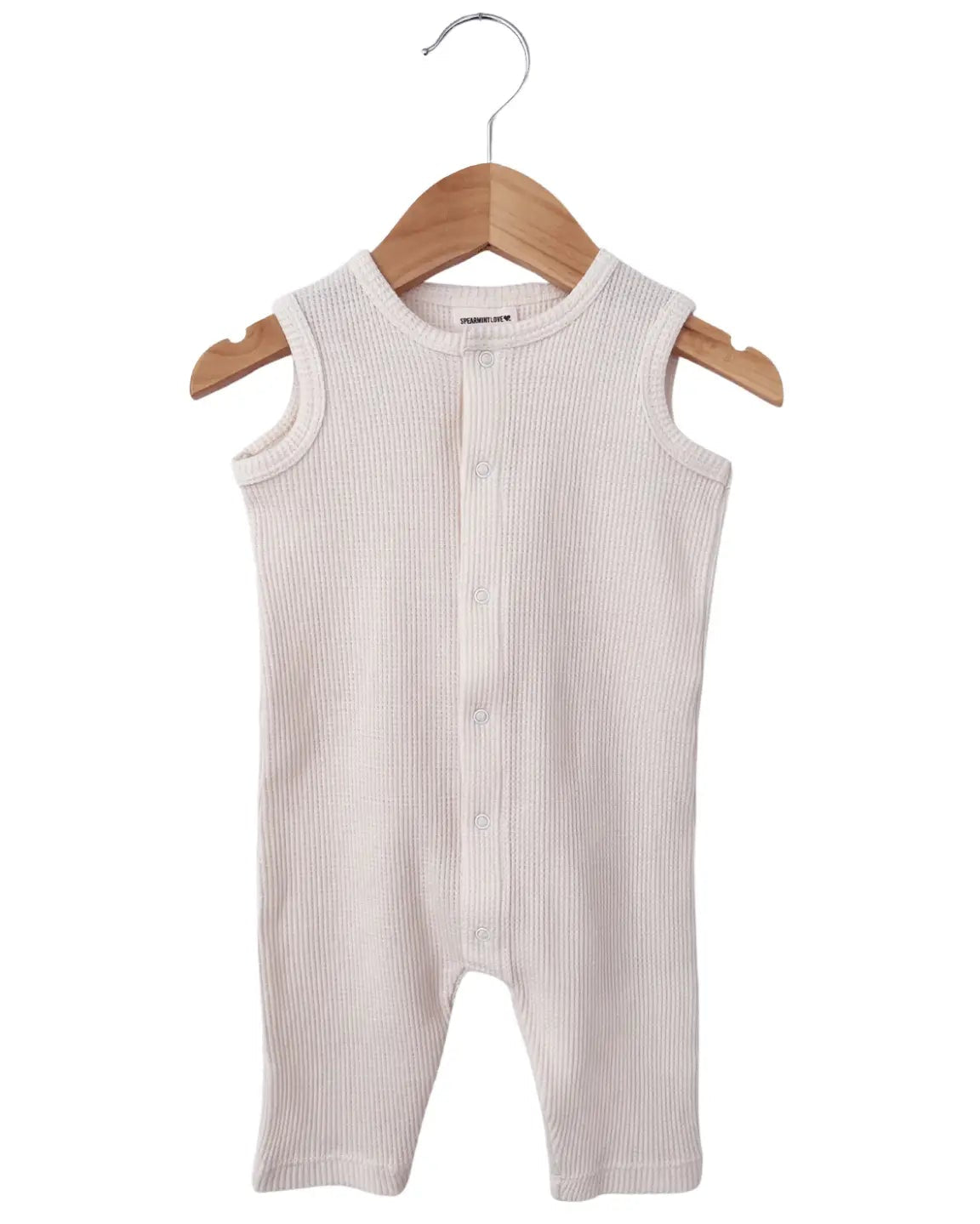 Waffle Tank Easy Romper | Snow - PREORDER