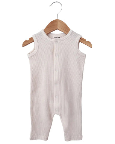 Waffle Tank Easy Romper | Snow - PREORDER