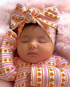 Organic Bow | Pink Pumpkin Stripe - PREORDER