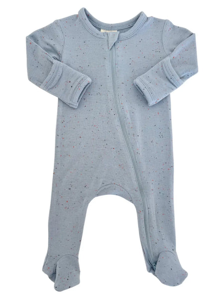 Speckle Zip Footie Romper | Glacier - PREORDER