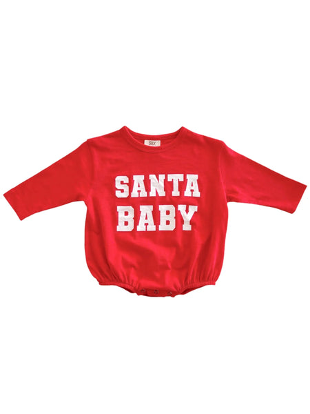 Long Sleeve Bubble Romper | Santa Baby - PREORDER
