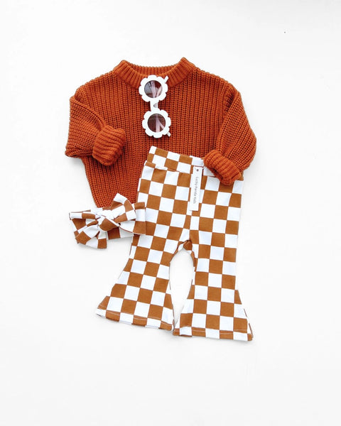 Checkered Flare Pants | Copper - PREORDER