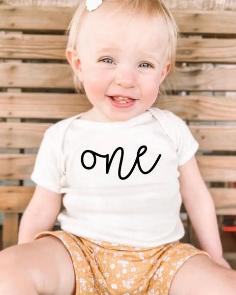 Cotton Bodysuit or Tee | Birthday ONE - PREORDER BayBay Boutique Cotton Bodysuit or Tee | Birthday ONE - PREORDER BayBay Boutique