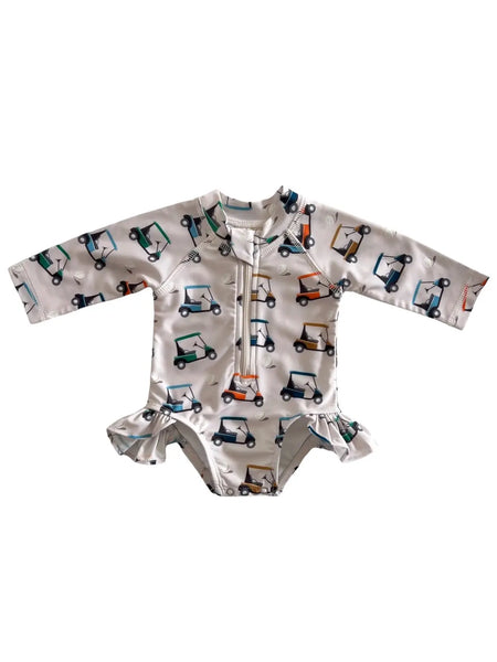 Skipper Rashguard Swimsuit | White Golf Cart - PREORDER