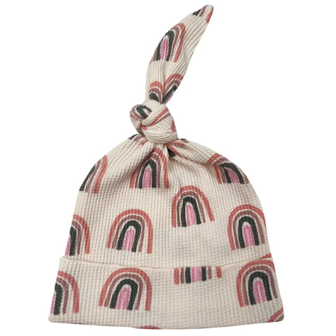 Waffle Knot Beanie | Pink Rainbow - PREORDER